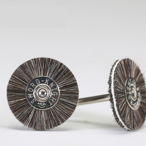 Black-Grey Wool & White Leather Pen Brush Ø17-22mm × 42mm