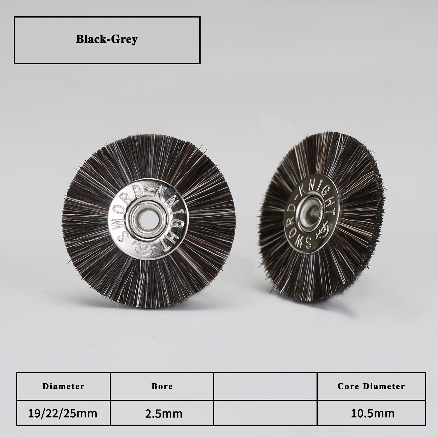 Black-Grey Bristle Ø19-25mm Buffing Wheel - Image 2