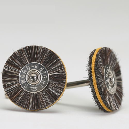 Black-Grey Wool & Yellow Leather Pen Brush Ø17-22mm × 42mm