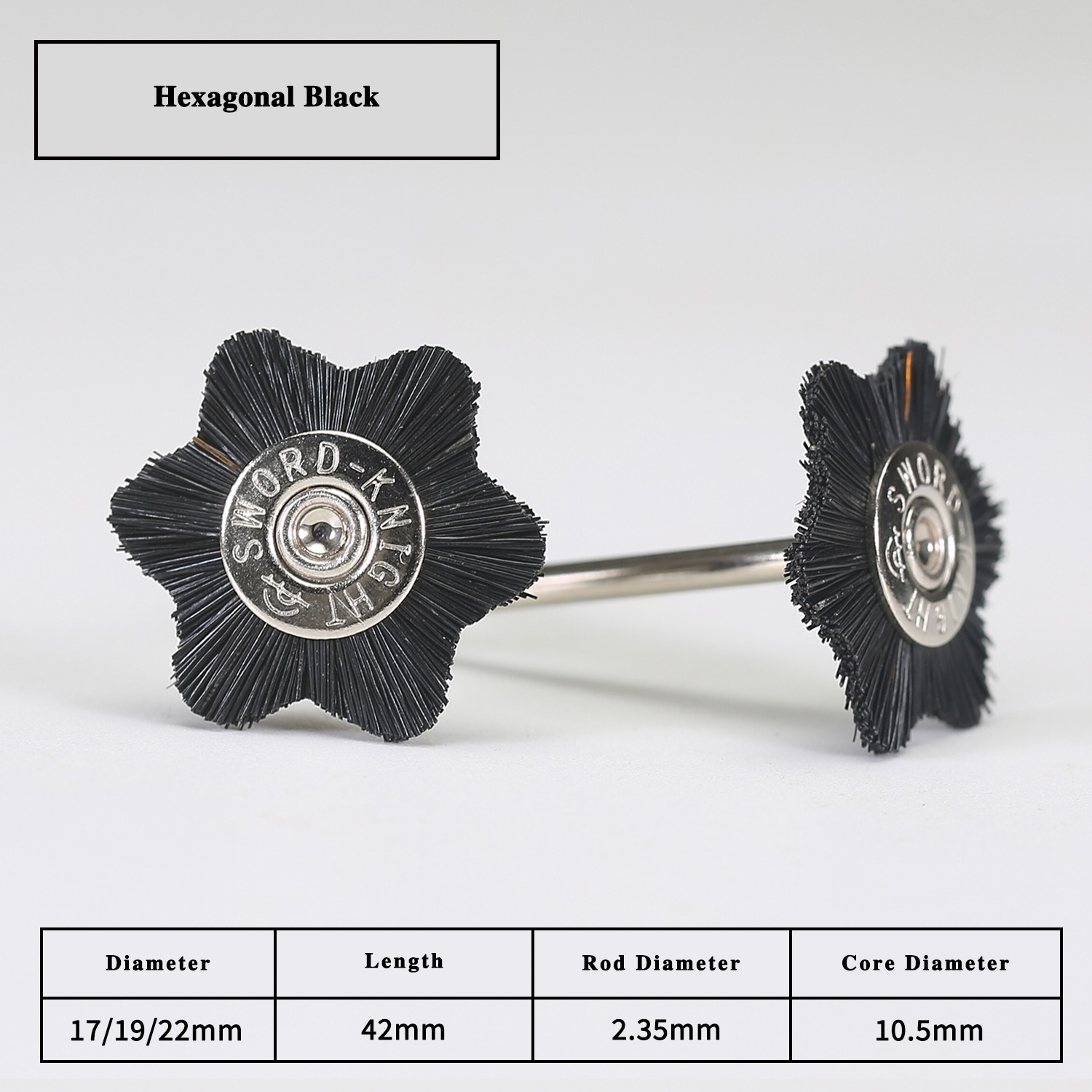 Hexagonal Black Pig Bristle Pen Brush Ø17-22mm × 42mm - Image 2