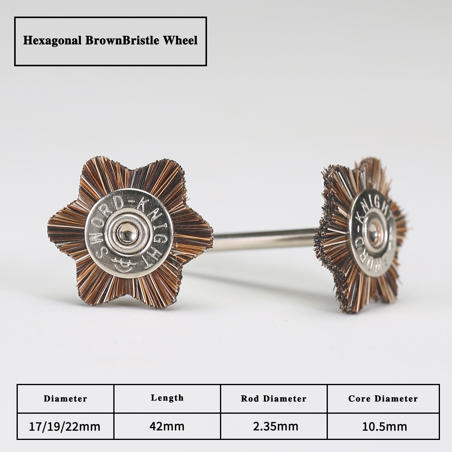 Hexagonal Brown Bristle Pen Brush Ø17-22mm × 42mm - Image 2