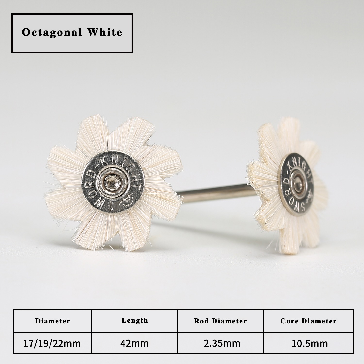 Octagonal White Wool Pen Brush Ø17-22mm × 42mm - Image 2