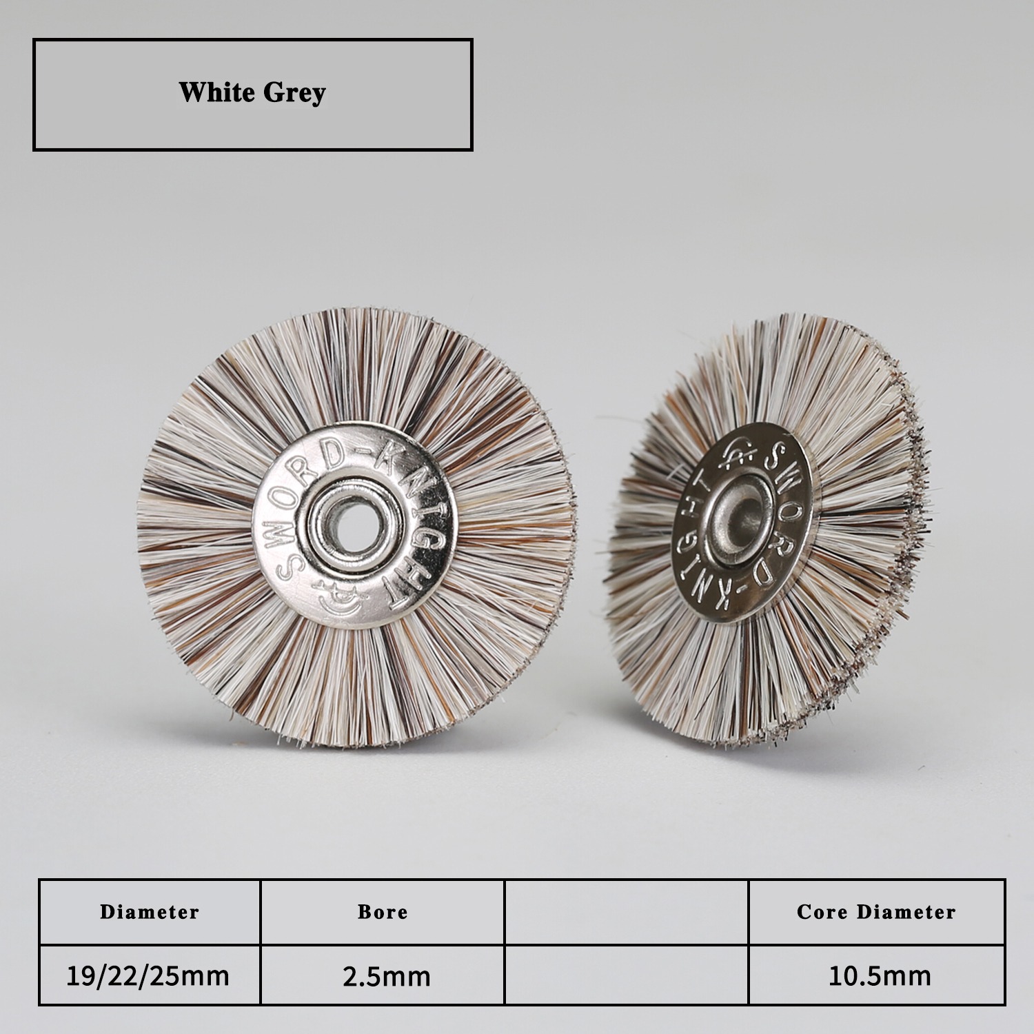 White-Grey Wool Ø19-25mm Buffing Wheel - Image 2