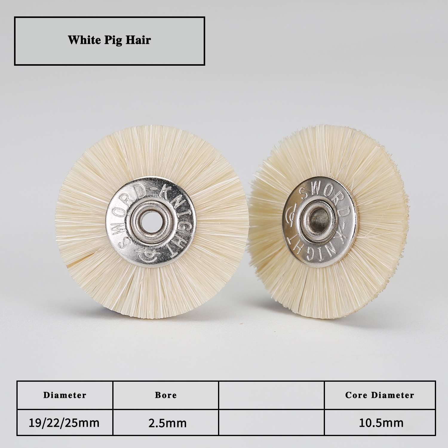 White Pig Bristle Ø19-25mm Buffing Wheel - Image 2