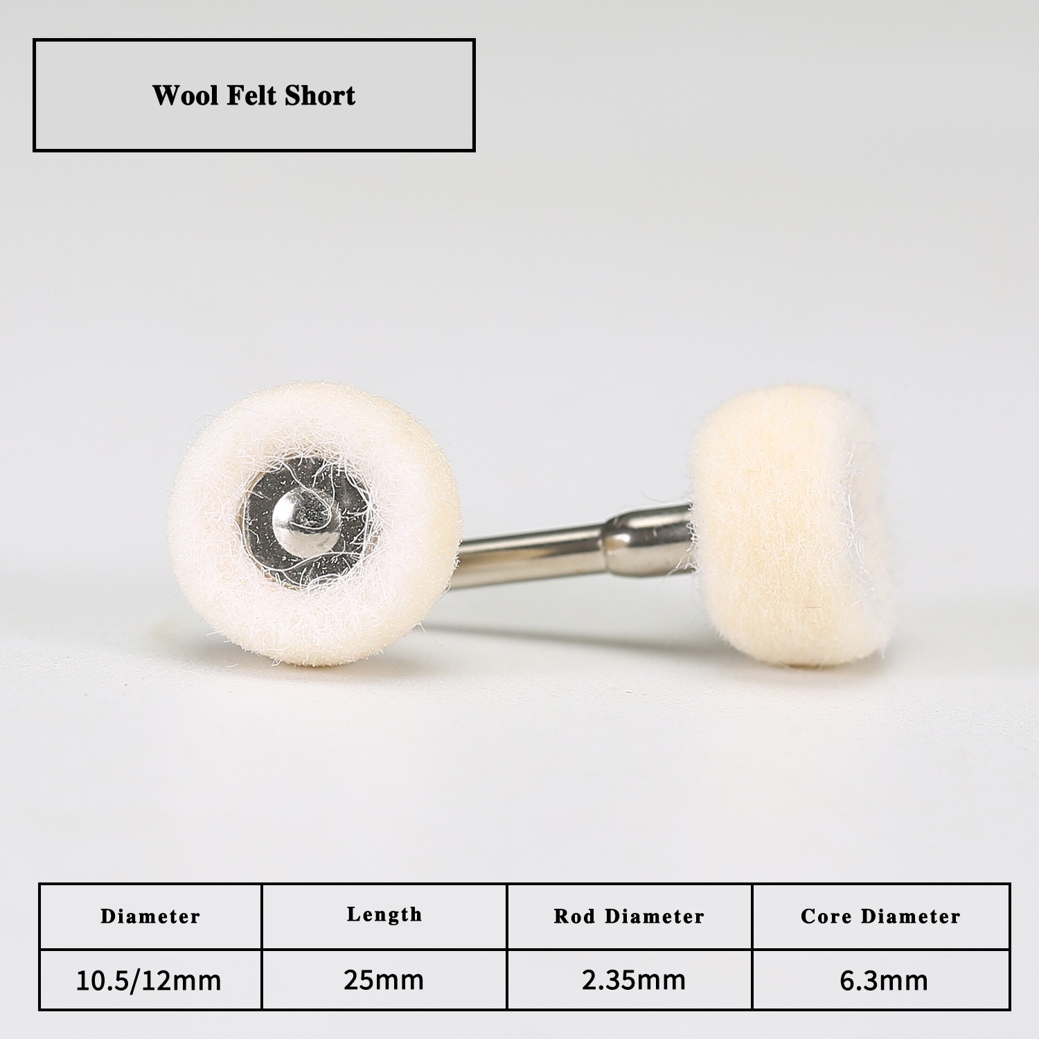 White Wool Felt Pen Brush Ø10.5-12mm × 25mm - Image 2