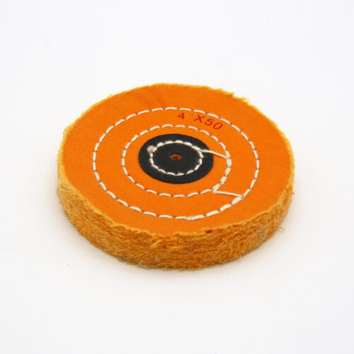 Orange Cotton Buffing Wheel 4"x50Ply Ø100mm×12mm with Black Fibre Centre