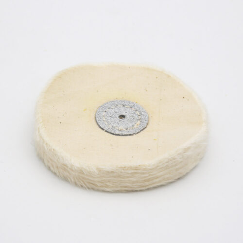 White Cotton Buffing Wheel 4x50Ply Ø100mm×12mm with Leather Centre