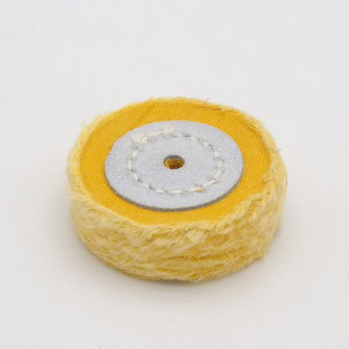 Yellow Cotton Buffing Wheel 4x50Ply Ø100mm×12mm with Leather Centre