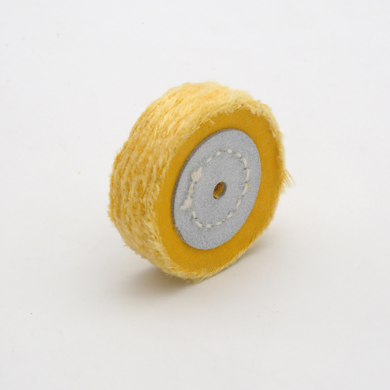 Yellow Cotton Buffing Wheel 4"x50Ply Ø100mm×12mm with Leather Centre