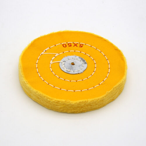 Yellow Cotton Buffing Wheel 5"x50Ply Ø125mm×12mm with Leather Centre