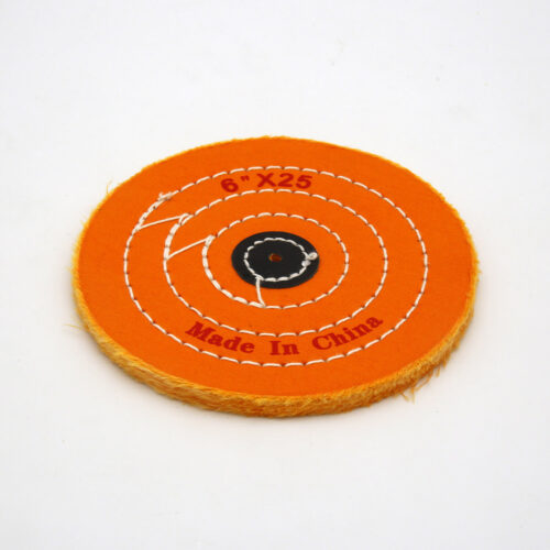 Orange Cotton Buffing Wheel 6x25Ply Ø150mm×6mm with Black Fibre Centre