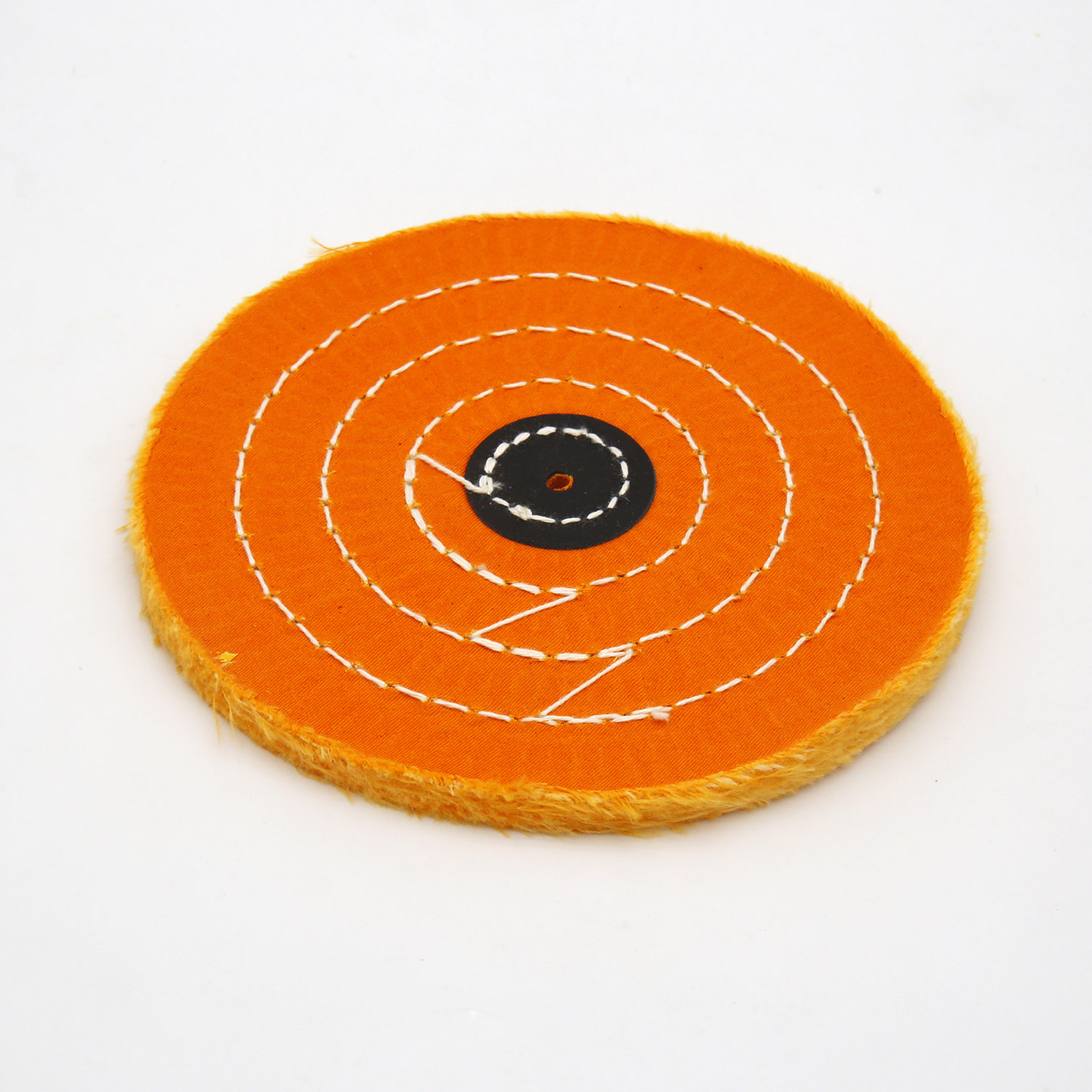 Orange Cotton Buffing Wheel 6"x25Ply Ø150mm×6mm with Black Fibre Centre