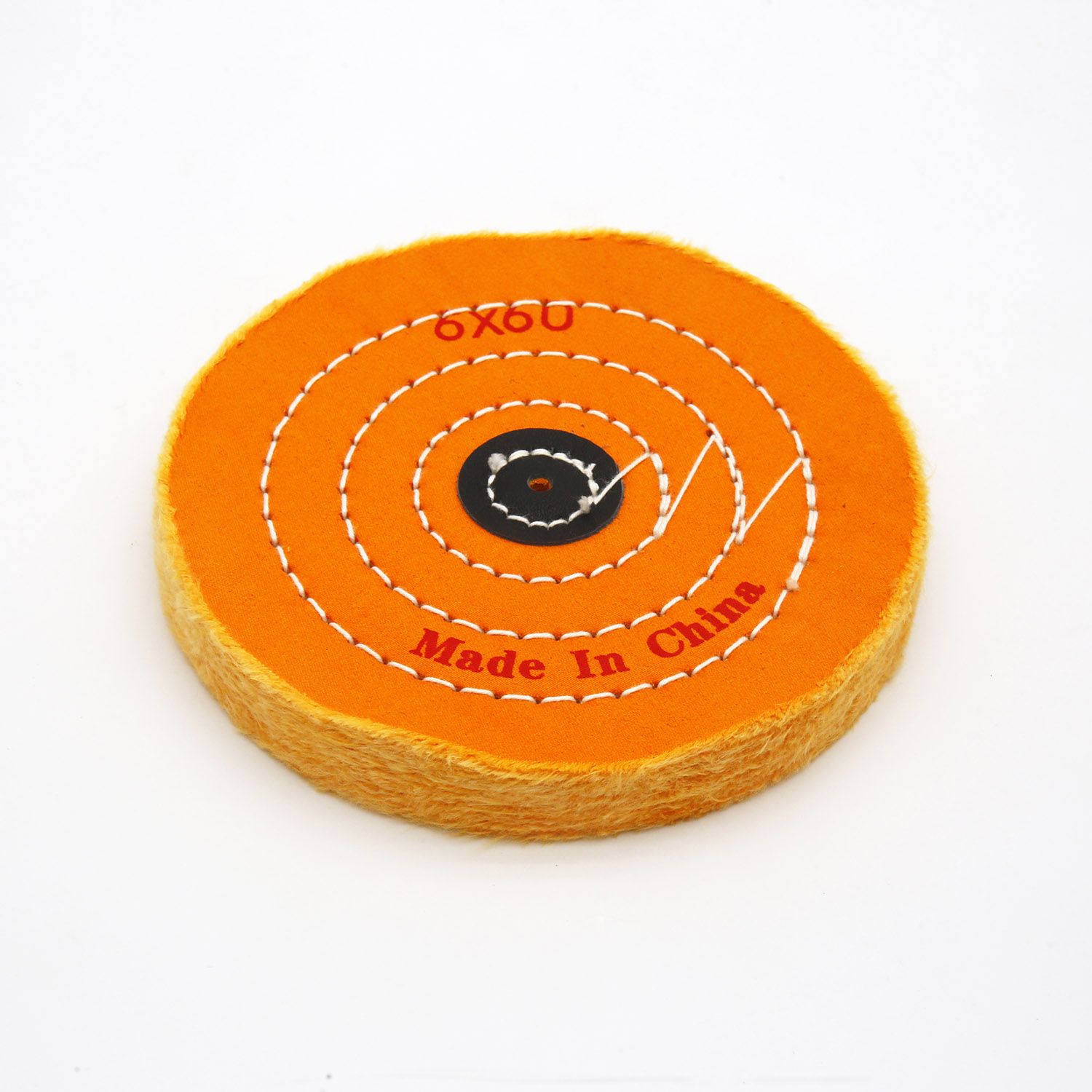 Orange Cotton Buffing Wheel 6"x60Ply Ø150mm×14mm with Black Fibre Centre