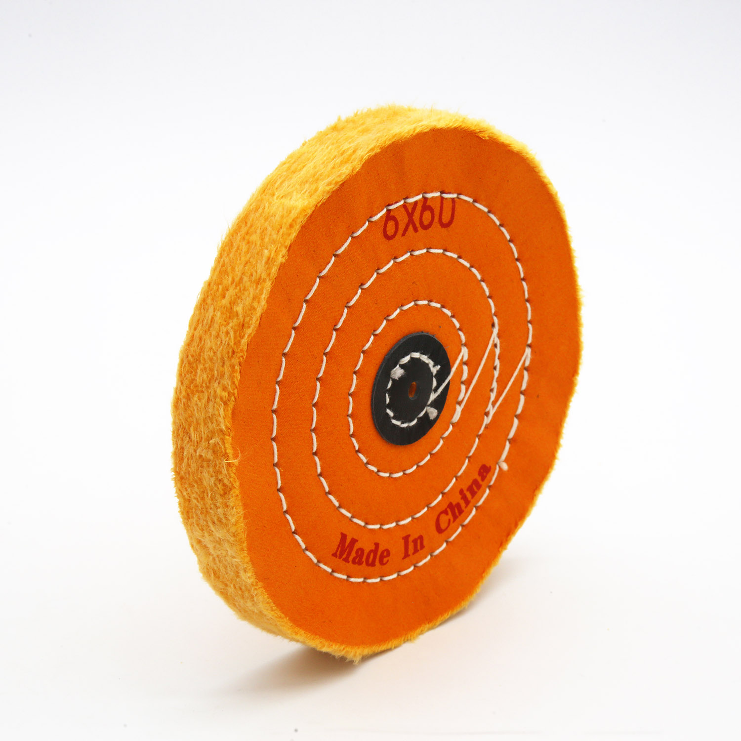 Orange Cotton Buffing Wheel 6"x60Ply Ø150mm×14mm with Black Fibre Centre