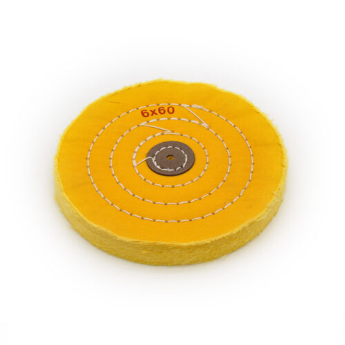 Yellow Cotton Buffing Wheel 6"x60Ply Ø150mm×14mm with Brown Fibre Centre