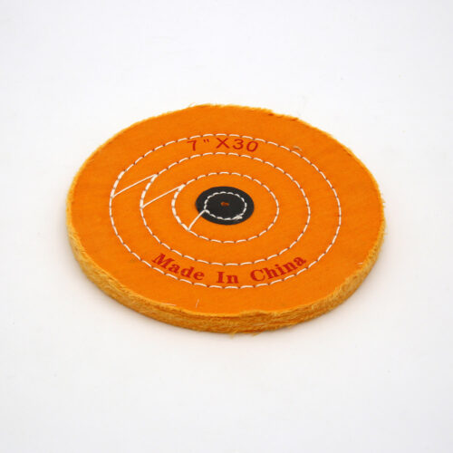 Orange Cotton Buffing Wheel 7"x30Ply Ø175mm×7mm with Black Fibre Centre