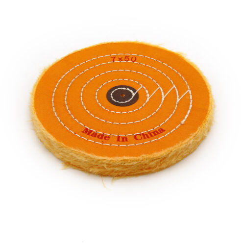 Orange Cotton Buffing Wheel 7"x50Ply Ø175mm×12mm with Brown Fibre Centre