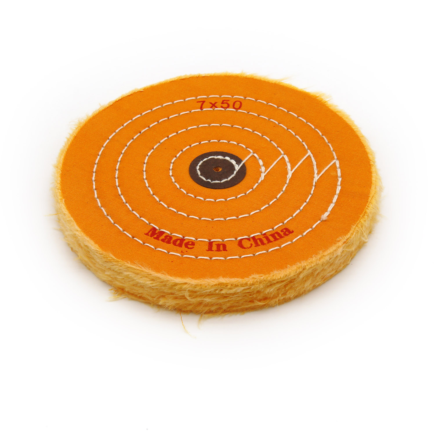 Orange Cotton Buffing Wheel 7"x50Ply Ø175mm×12mm with Brown Fibre Centre