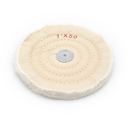 White Cotton Buffing Wheel 7x50Ply Ø175mm×12mm with Leather Centre