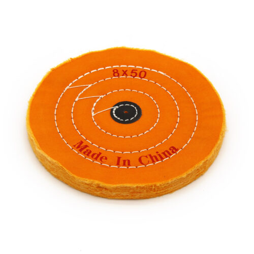 Orange Cotton Buffing Wheel 8x50Ply Ø200mm×12mm with Black Fibre Centre