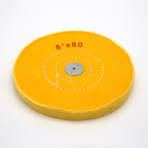 Yellow Cotton Buffing Wheel 8"x50Ply Ø200mm×12mm with Leather Centre