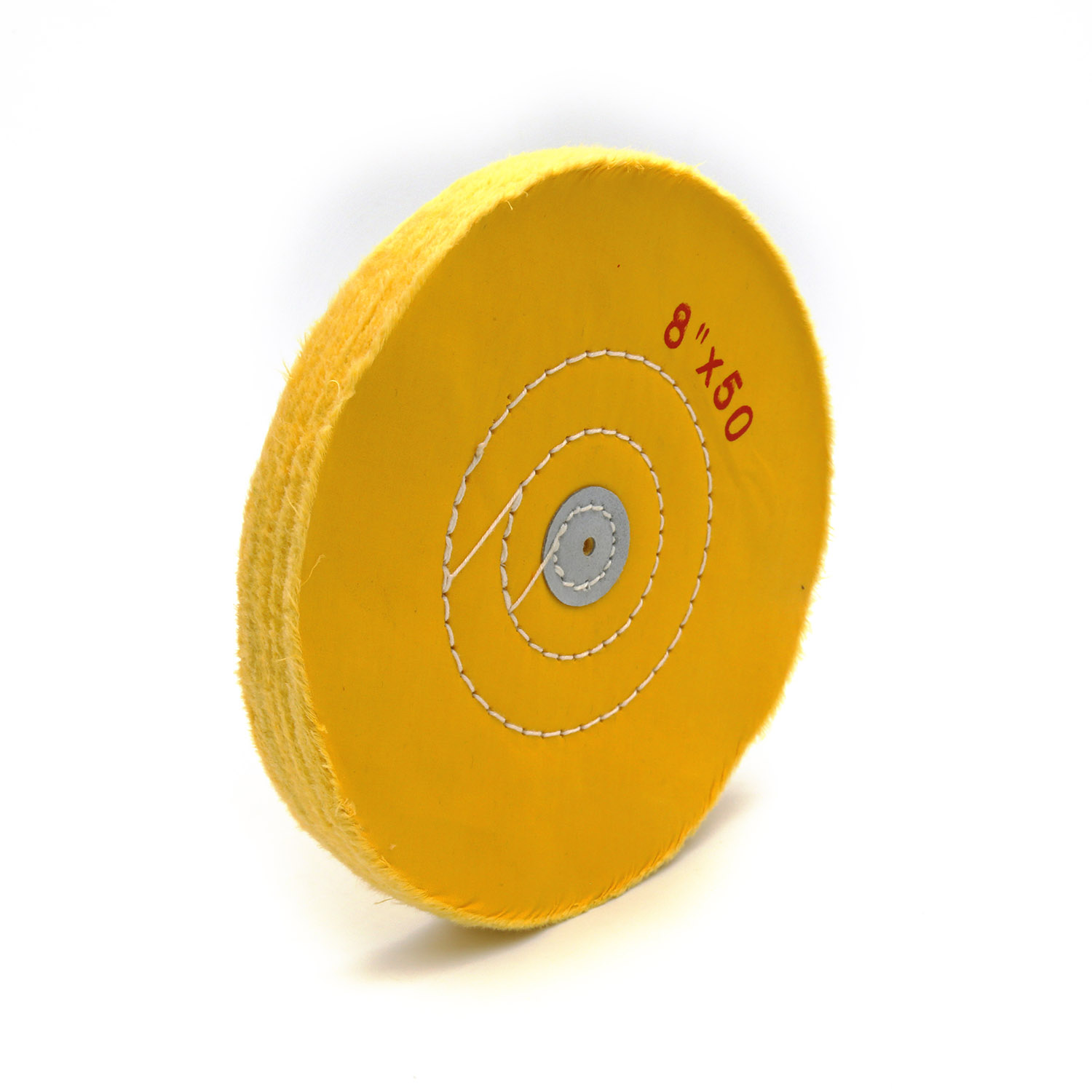 Yellow Cotton Buffing Wheel 8"x50Ply Ø200mm×12mm with Leather Centre