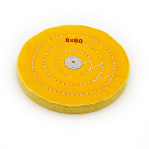 Yellow Cotton Buffing Wheel 8x60Ply Ø200mm×14mm with Leather Centre