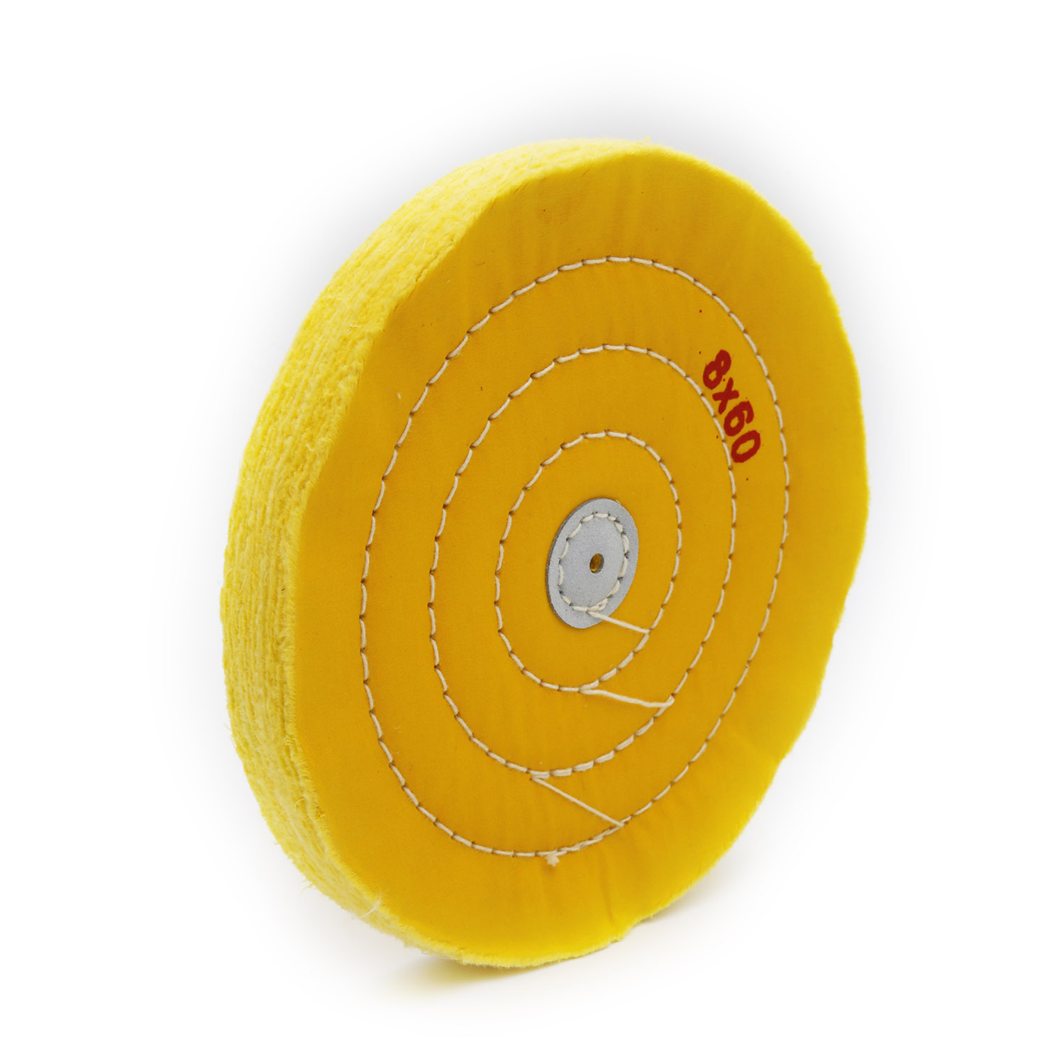 Yellow Cotton Buffing Wheel 8"x60Ply Ø200mm×14mm with Leather Centre