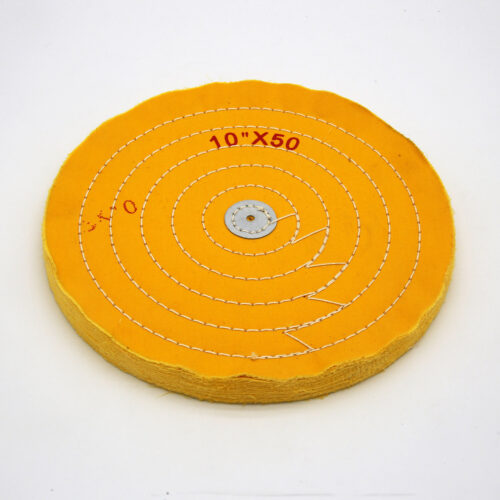 Yellow Cotton Buffing Wheel 10"x50Ply Ø250mm×12mm with Leather Centre