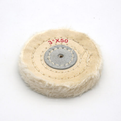 White Cotton Buffing Wheel 3"x50Ply Ø75mm×12mm with Leather Centre