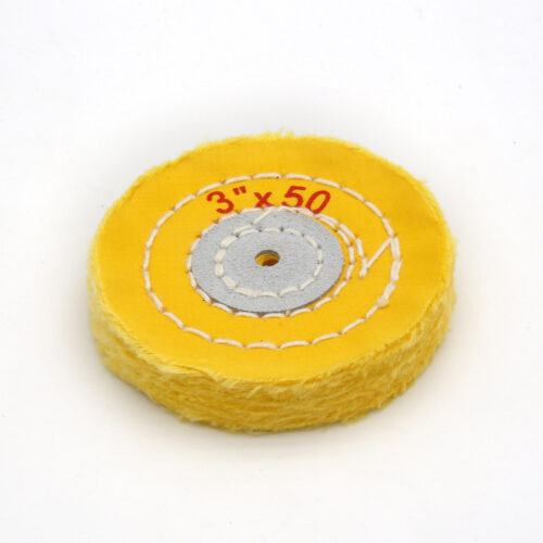 Yellow Cotton Buffing Wheel 3"x50Ply Ø75mm×12mm with Leather Centre