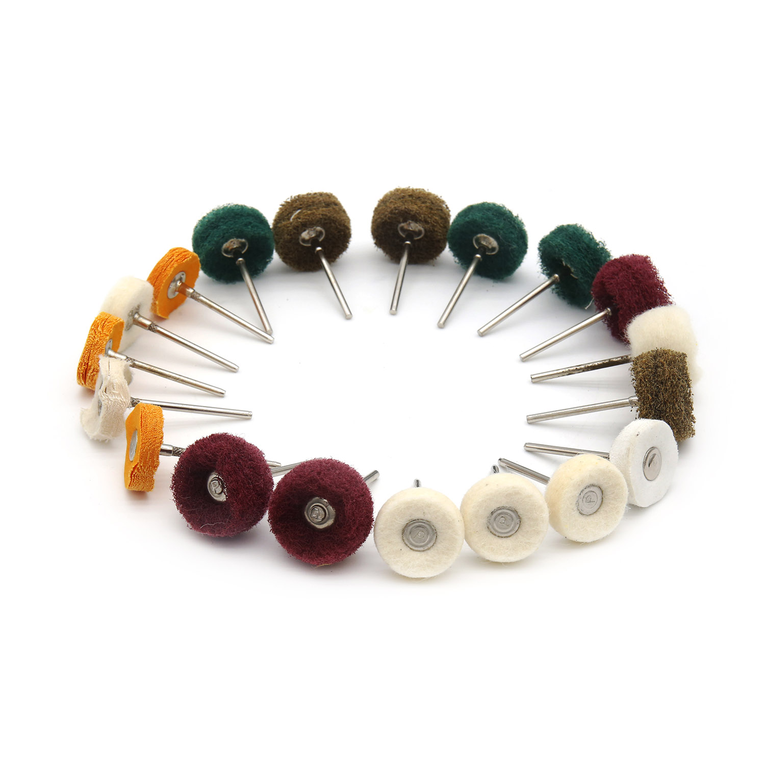 Mini Mounted Buffing Wheel Kit 19 Pcs Ø25mm with 2.35 / 3mm Shank