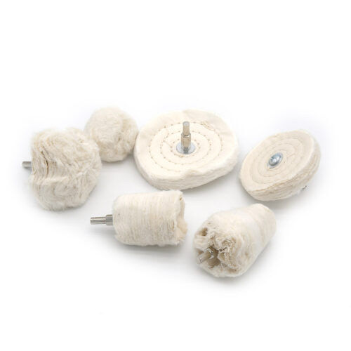 White Cotton Mounted Buffing Wheel with 6mm Shank