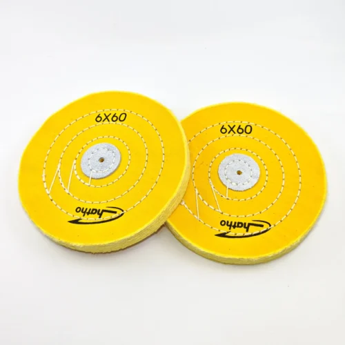 Yellow Sewn Cotton Buffing Wheel Pair