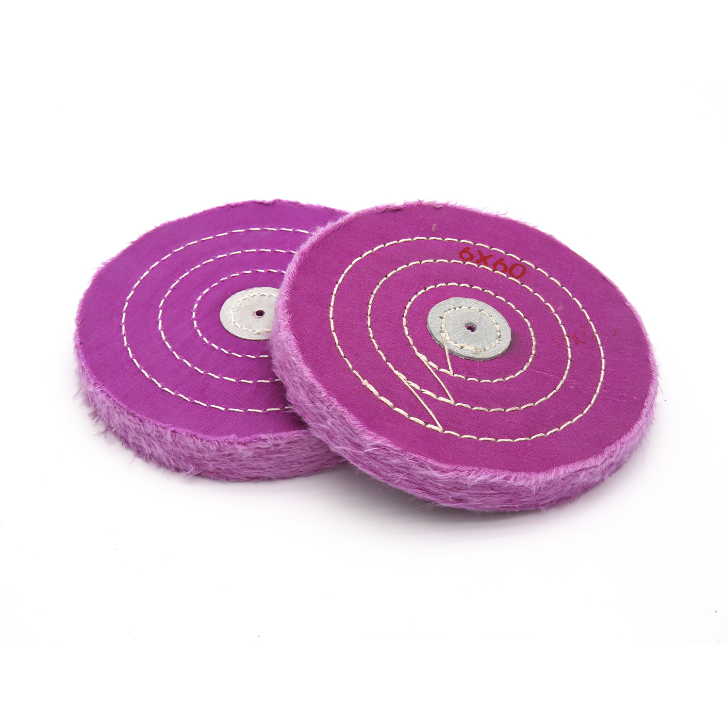 Rose Red Cotton Buffing Wheel 6"x60Ply Ø150mm×14mm Spiral-Sewn