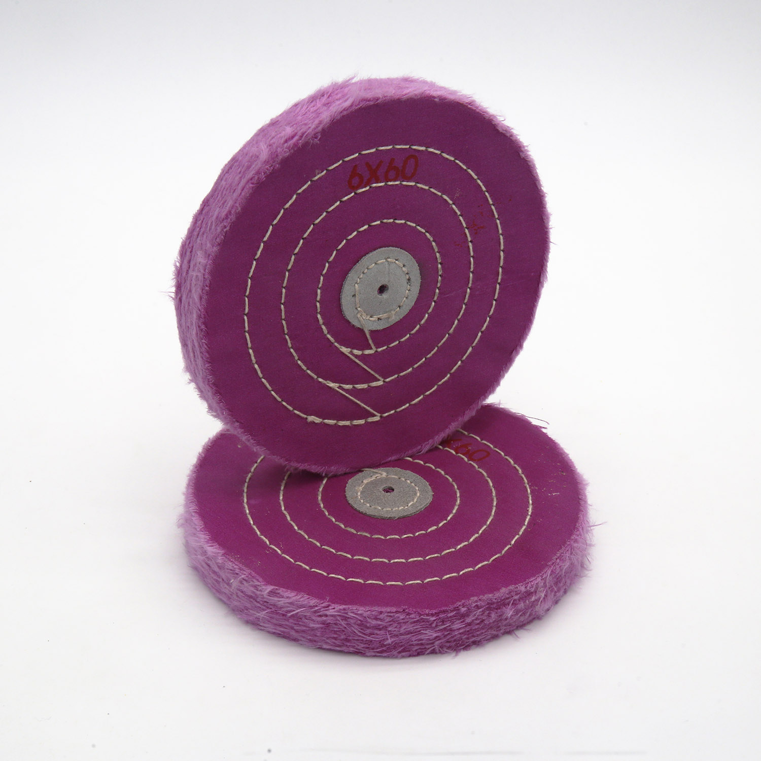 Rose Red Cotton Buffing Wheel 6"x60Ply Ø150mm×14mm Spiral-Sewn